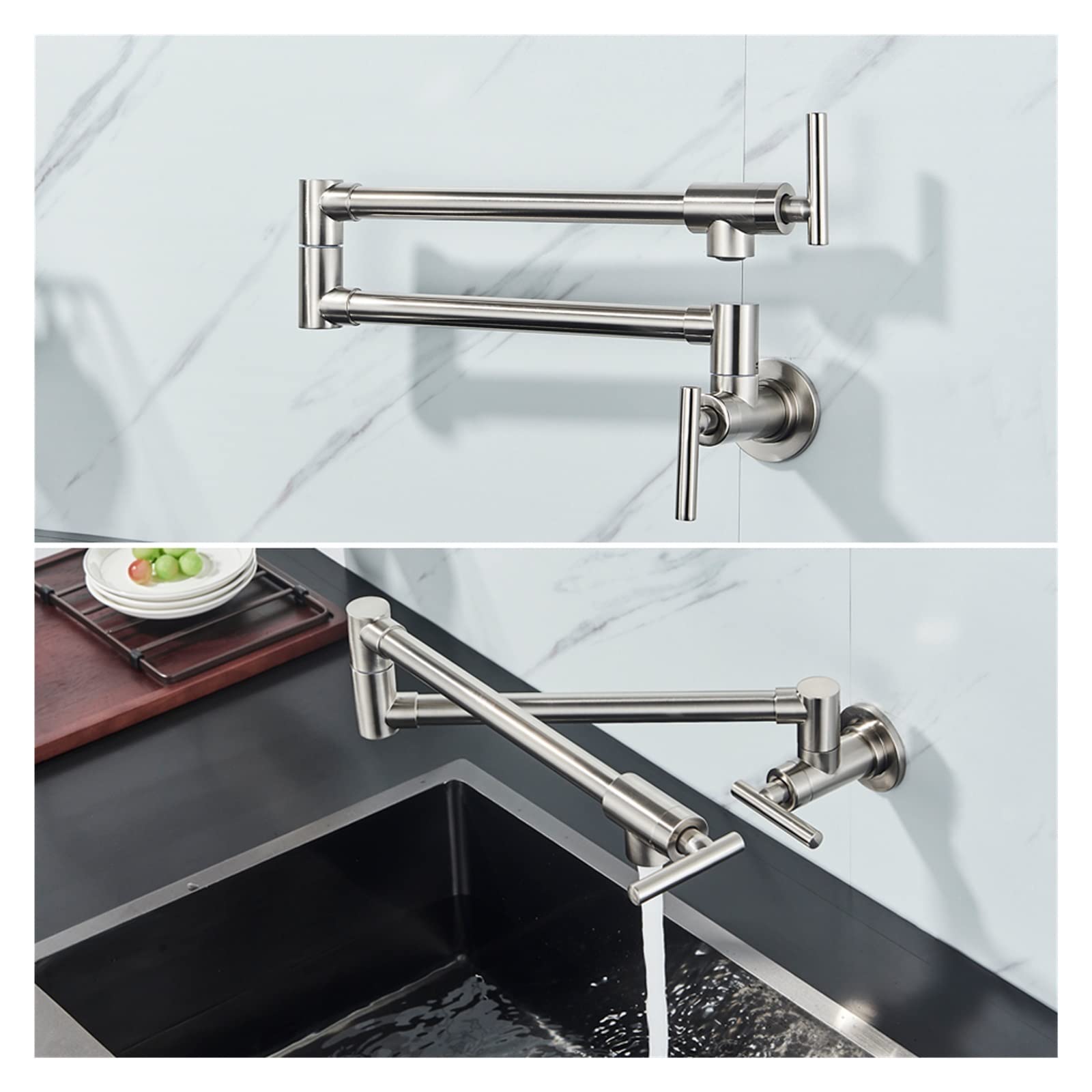 Filtro aeratore Universale Splash, Rubinetto per Acqua Fredda per lavello da Cucina Nero, Rubinetto Girevole per lavello in Ottone Massiccio, Rubinetto per riempimento pentole a Parete, BRAC