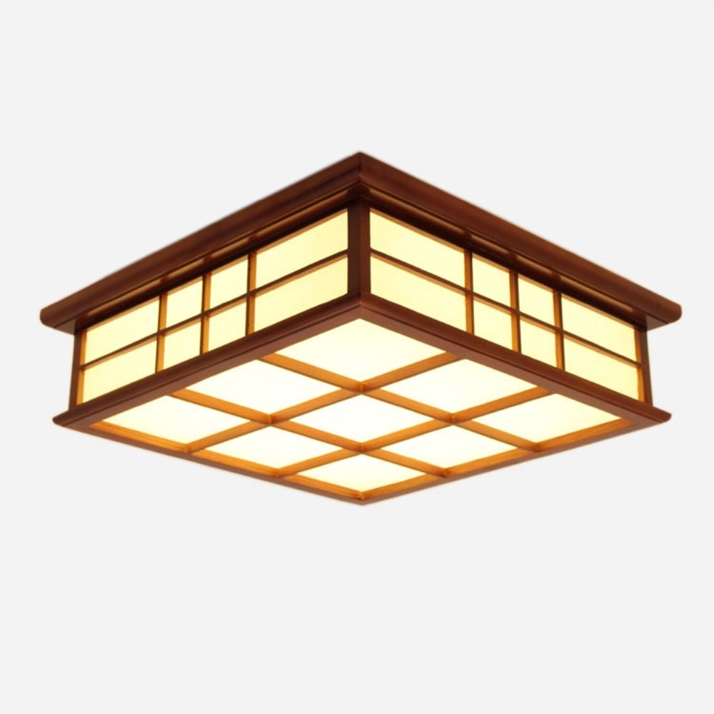 Lámpara De Techo Caoba Techo Lámpara De Madera Luz Cuadrada Techo Luz Simple Estilo Moderno LED Techo Luz Sala De Estar Dormitorio Balcón Luz Interior (Color : Luz Calida, tamaño : 55CM)