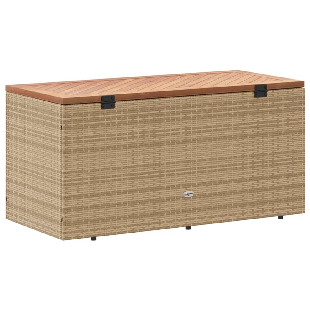 Gecheer Contenitore da Giardino Beige 110x50x54 cm Polyrattan e Acacia