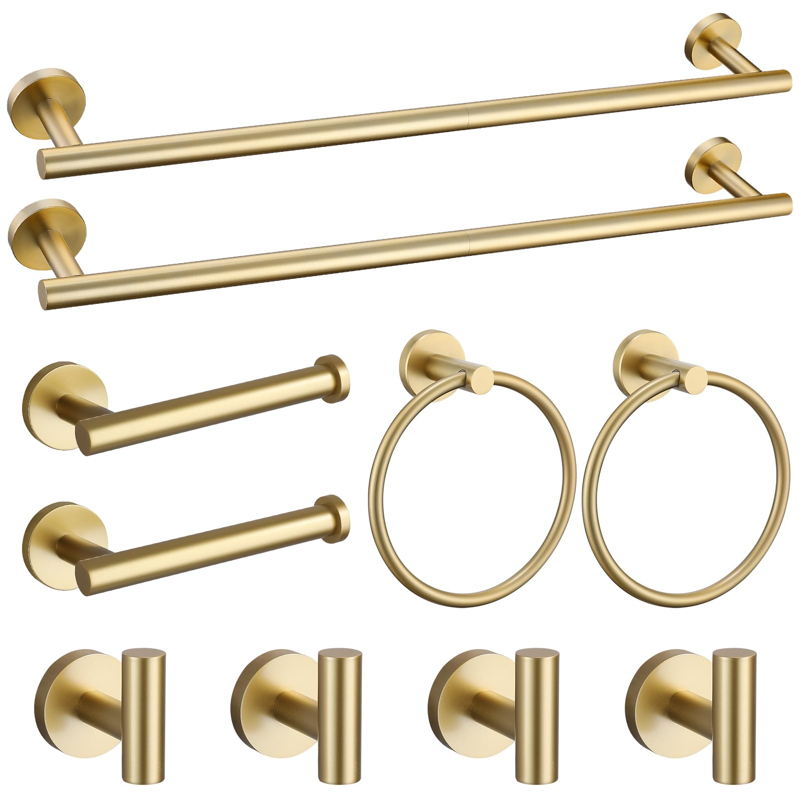 soaez Brushed Gold 10-Piece Bathroom Hardware Set