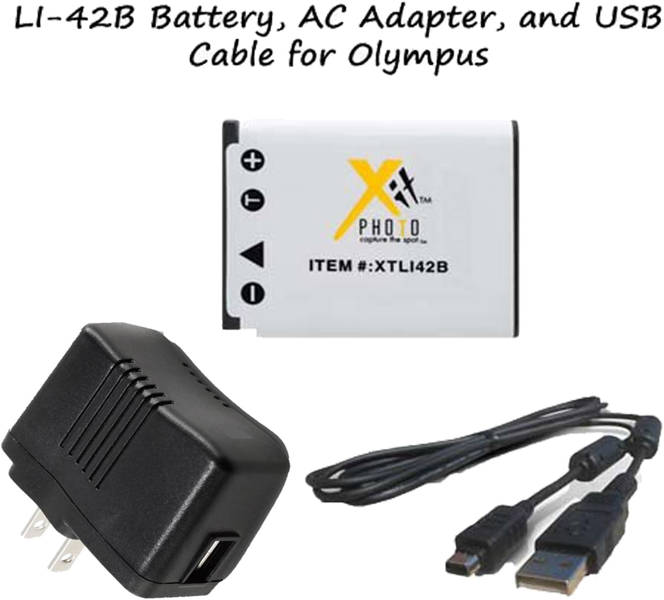 Excelshots Olympus Kit for LI-42B / Battery, AC Adapter , USB Cable For Olympus Stylus 550WP, 700, 710, 720SW, 725SW, 730, 740, 750, 760, 770SW, 780, 790SW, 820, 830, 840, 850SW, 1040, 1050SW, 1200, 5010, 7000, 7010, 7030, 7040, Tough 3000, TG-310, TG-320 & Many More.