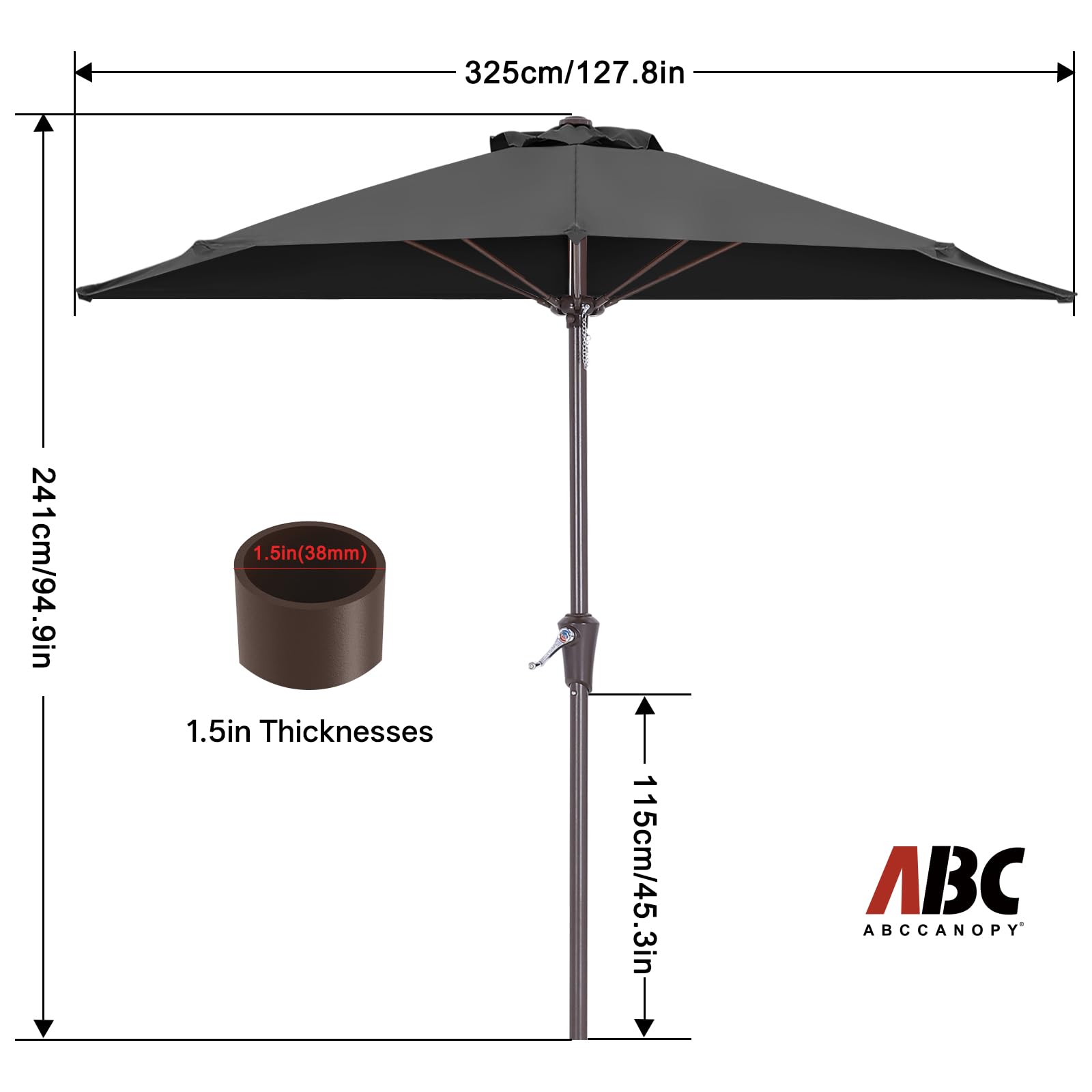 black patio half umbrella Amazon.com : ABCCANOPY Patio Umbrella 11FT