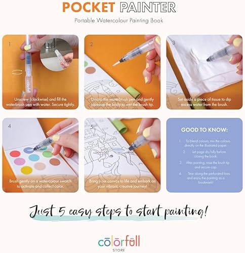 Miniatura 3 de Colorfull Pintor de bolsillo de flora y fauna  Arte sobre la marcha  Libro de pintura de acuarela portátil  20 páginas  9 muestras de acuarela  1