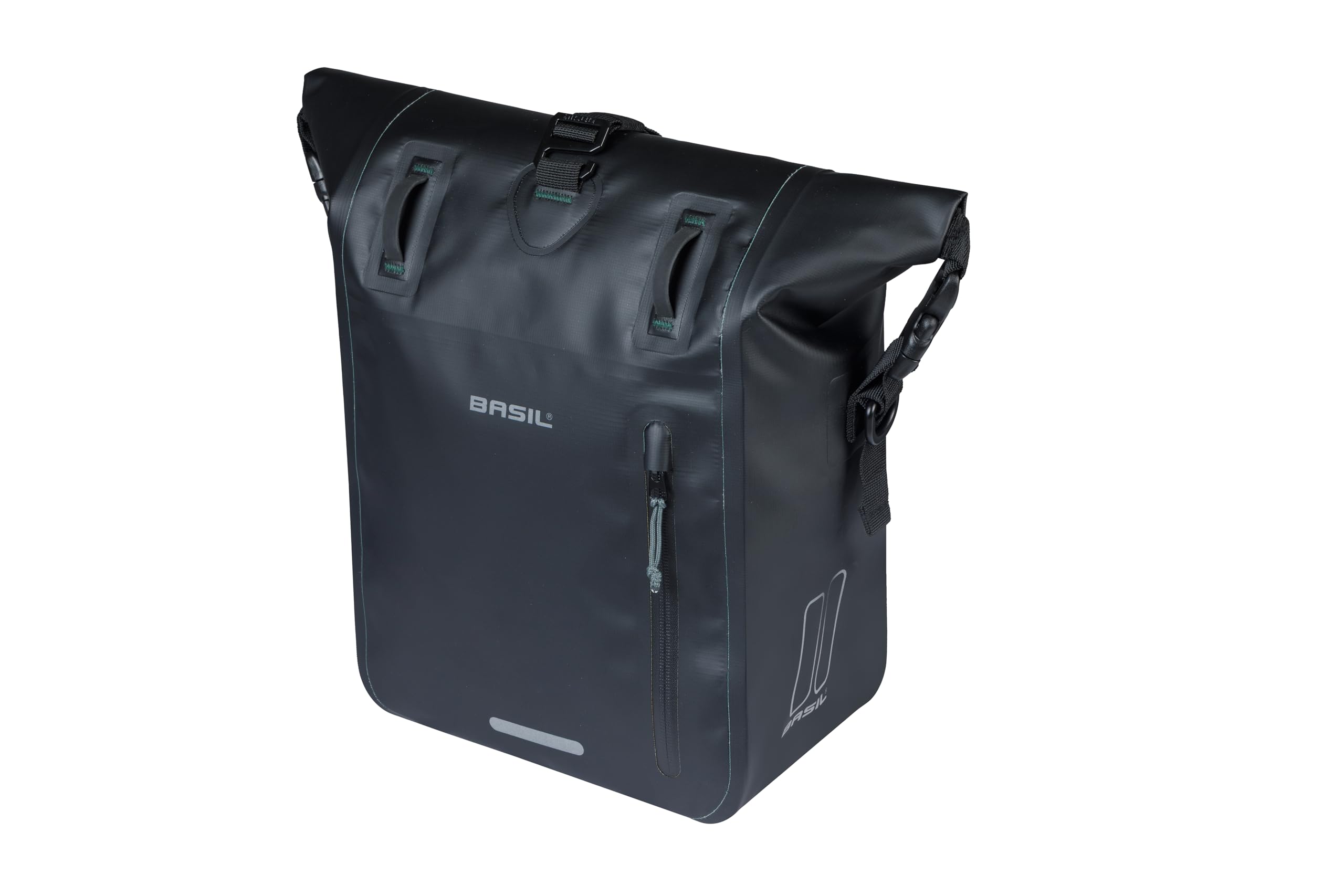 Basil Unisex Black Rivo Tarpaulin Mik Hooks Medium Single Pannier Bag In - 12-15L