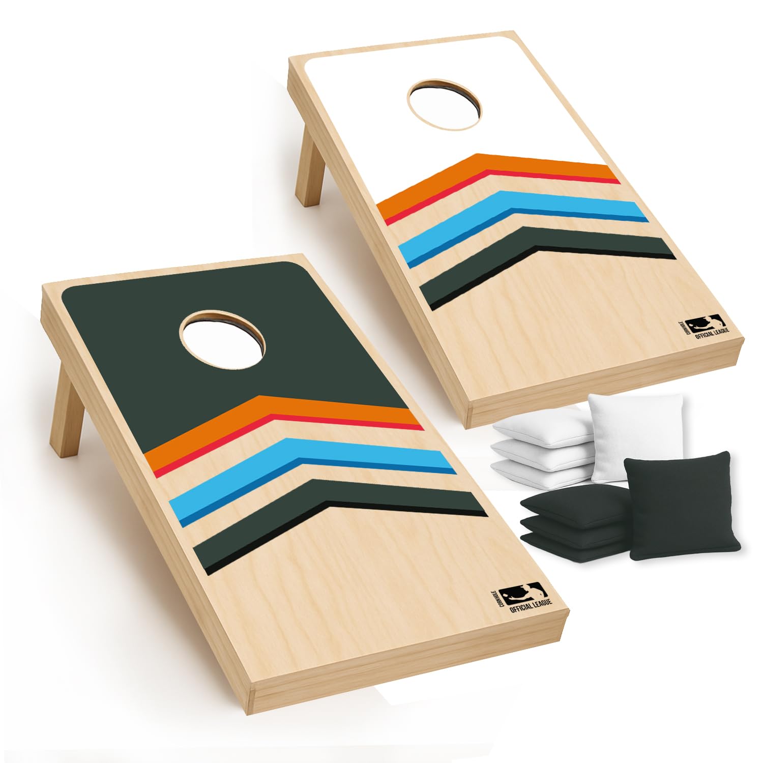 Cornhole Oficial de Madera – 90×60 cm – 2 Tableros + 8 Sacos – Set Completo con Bolsa de Transporte – Juego Exterior para Adultos – Jardín, Playa – Original Corner