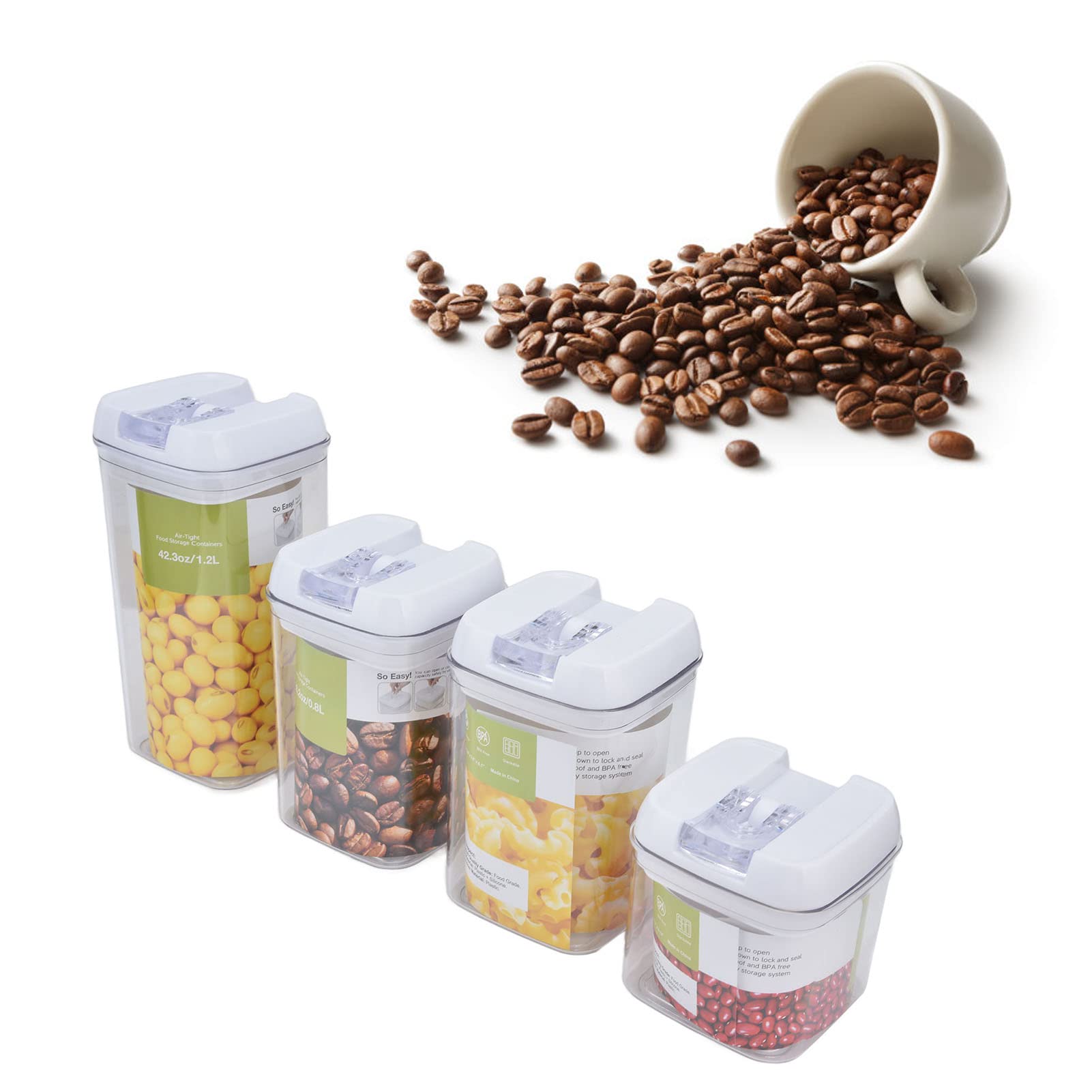 Versiegeltes Glas, Lebensmittelaufbewahrungsglas 4Pcs/Set Mehlbehälter für Küche für Kühlschrank für Schrank zum Aufbewahren von Mehl 