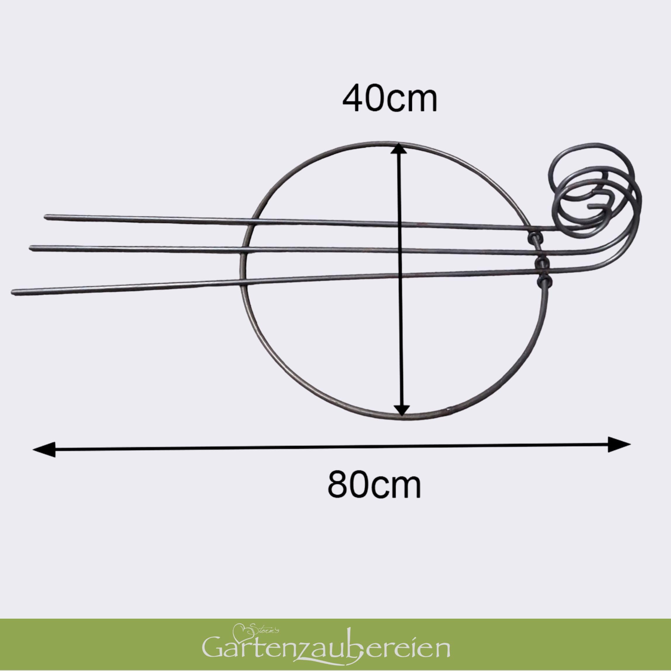 Staudenhalter - Rankhilfe rund 40cm massiv in Volleisen 8mm für Hortensien - Rosen, Gartendeko Pflanzenstütze