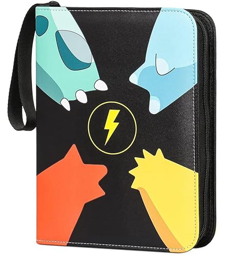 Album cartes Pokémon imperméable avec fermeture - Classeur à 3 anneaux et 50 pages amovibles - Livre avec pochettes en plastique pour cartes ou chromes - Compatibilité 400 cartes Cover