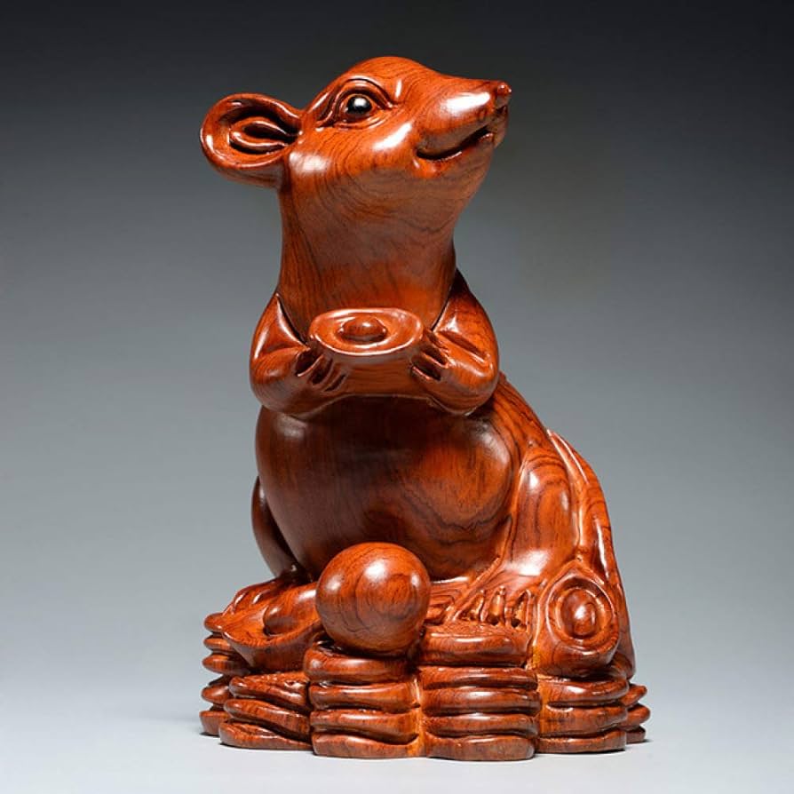 高橋丈雲　木彫り　鼠　木製 ネズミ 彫刻 　置物　干支 高橋丈雲 木彫り 鼠 木製 ネズミ 彫刻 置物 干支 - メルカリ