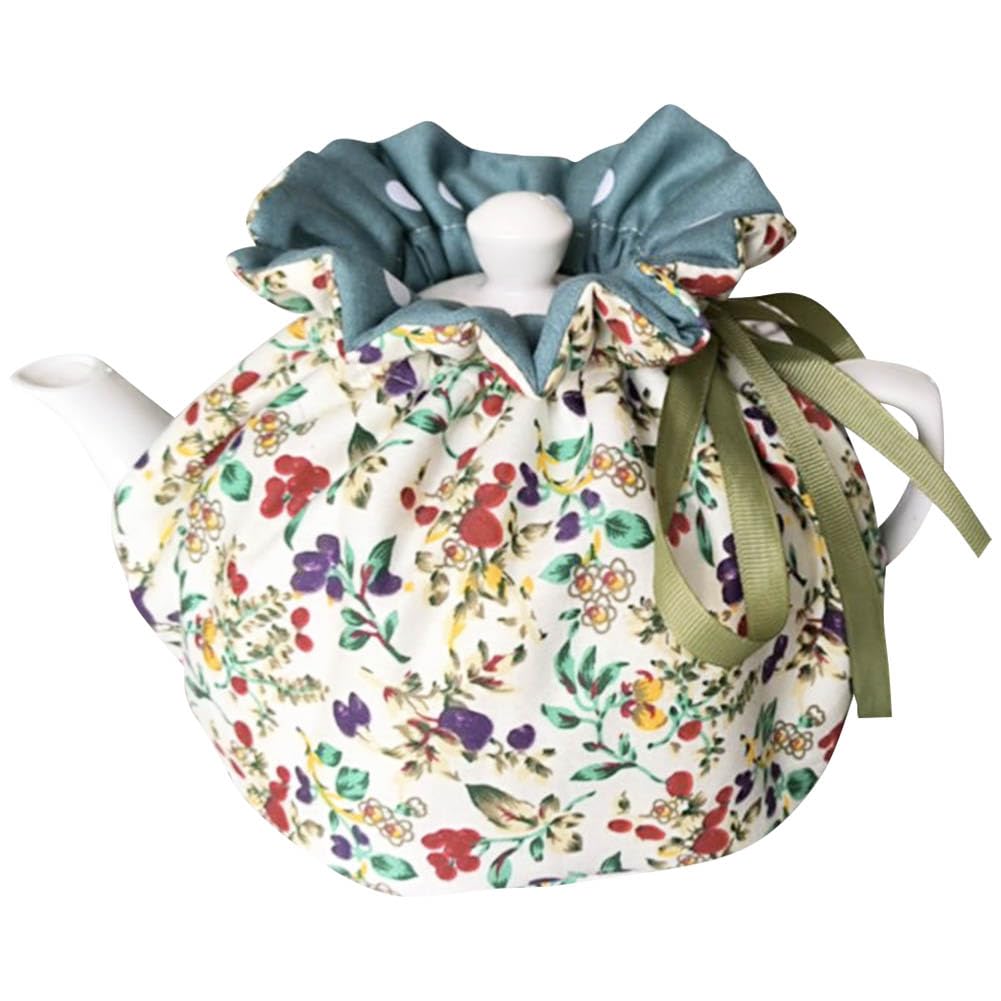 tea cosy cotton vintage floral teapot dust cover tea cozies kitchen home decorative tea pots cozy with insulation pad for housewife friend mom color 1