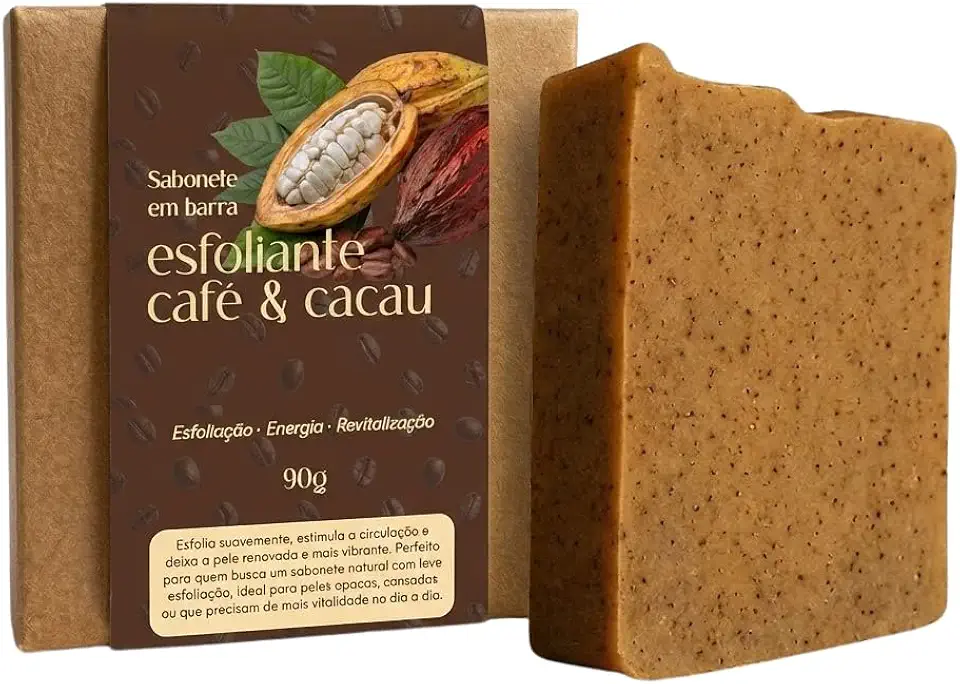 Sabonete de Café Senhor Saboeiro Estimula Colágeno Esfoliante Facial Corporal Rico em Antioxidantes Limpeza e Hidratação 90g