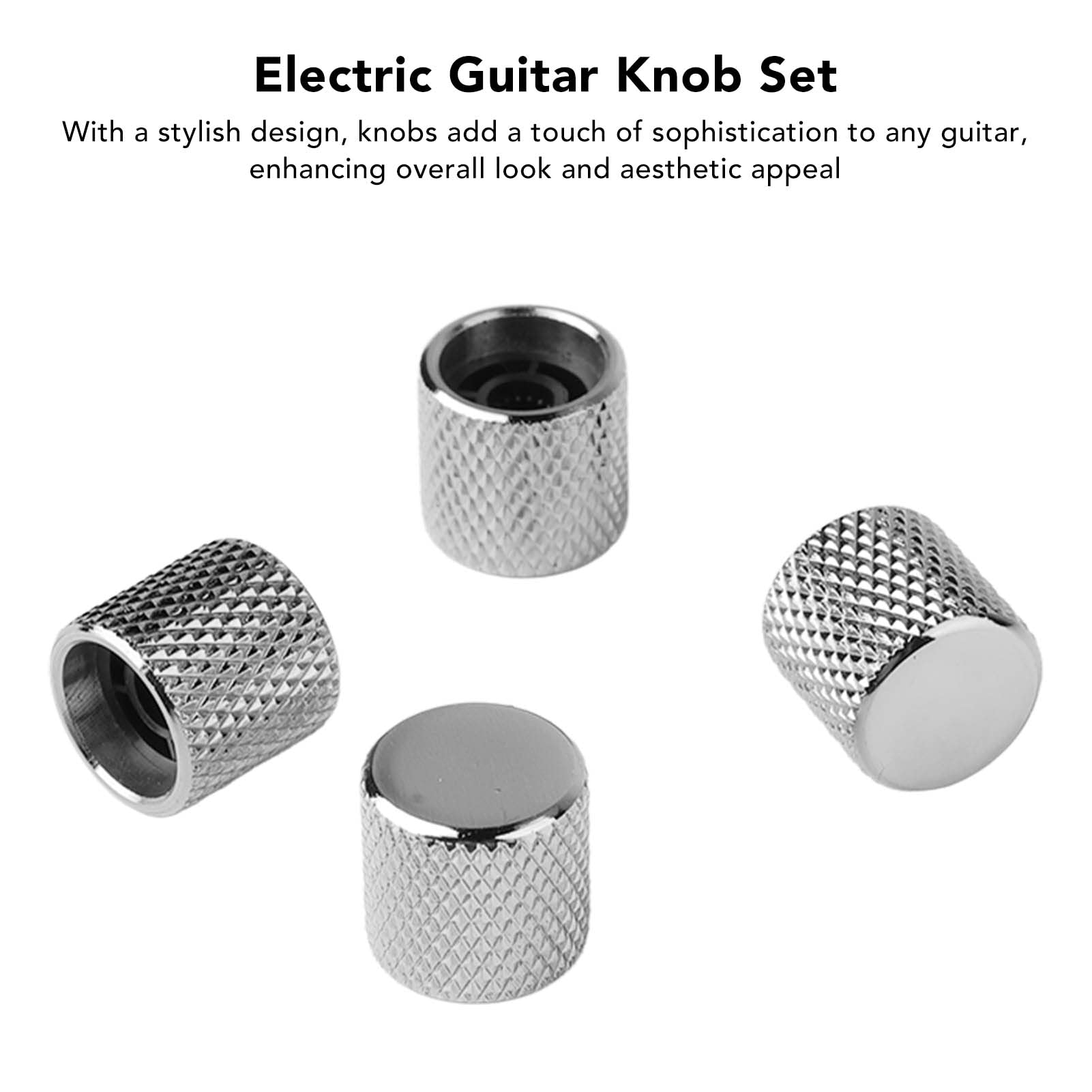 4er-Set Silberne Gitarrenknöpfe Aus Metall – Universal Für E-Gitarren & Bässe, Mit Inbusschlüssel