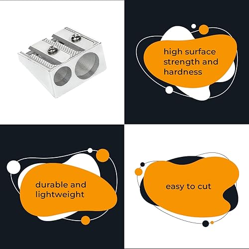 Miniatura 3 de Sacapuntas  Paquete de 3  Sacapuntas de metal pequeño de mano  Mini sacapuntas de doble agujero