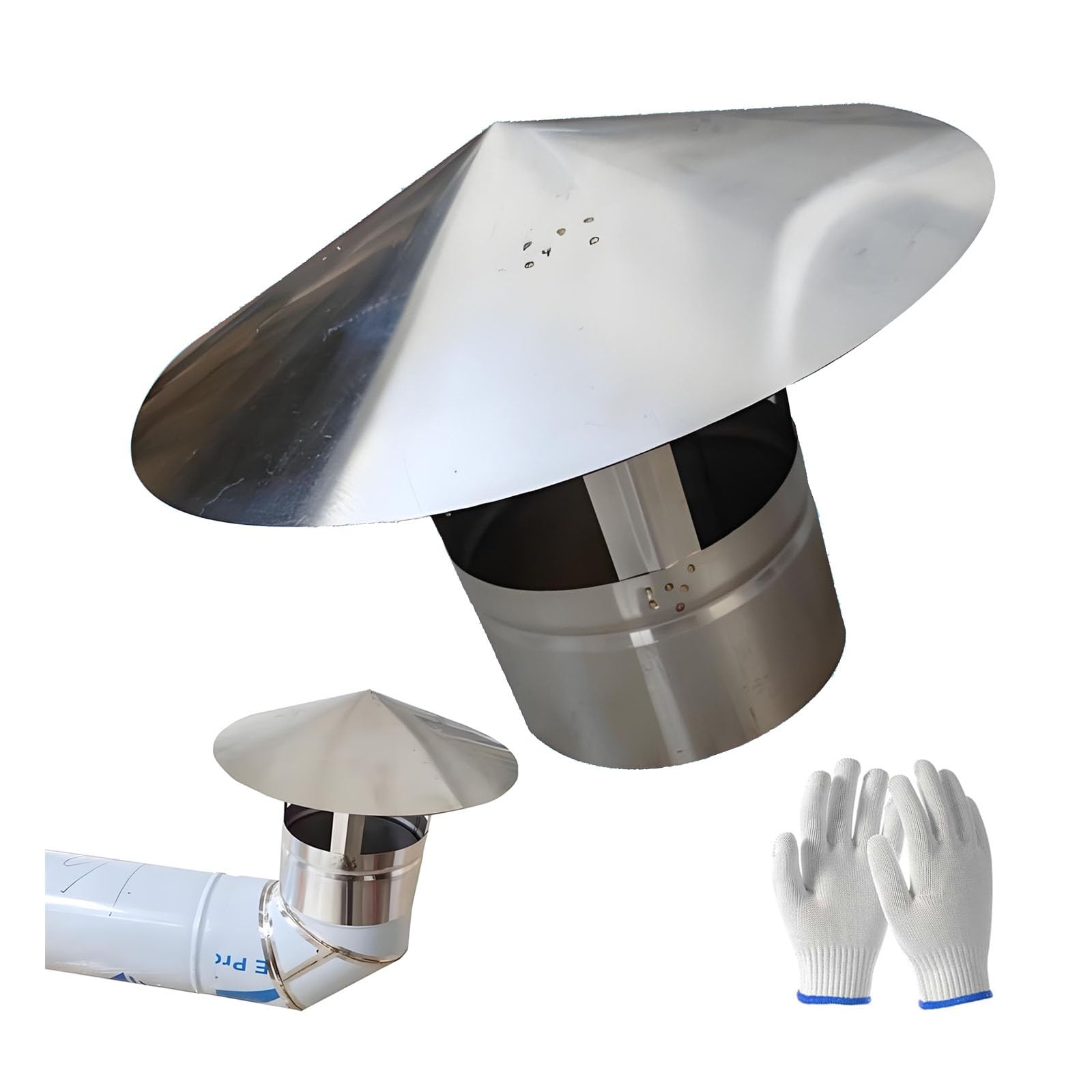 Sombrerete de chimenea de acero inoxidable duradero con protección antipioggia de 25cm