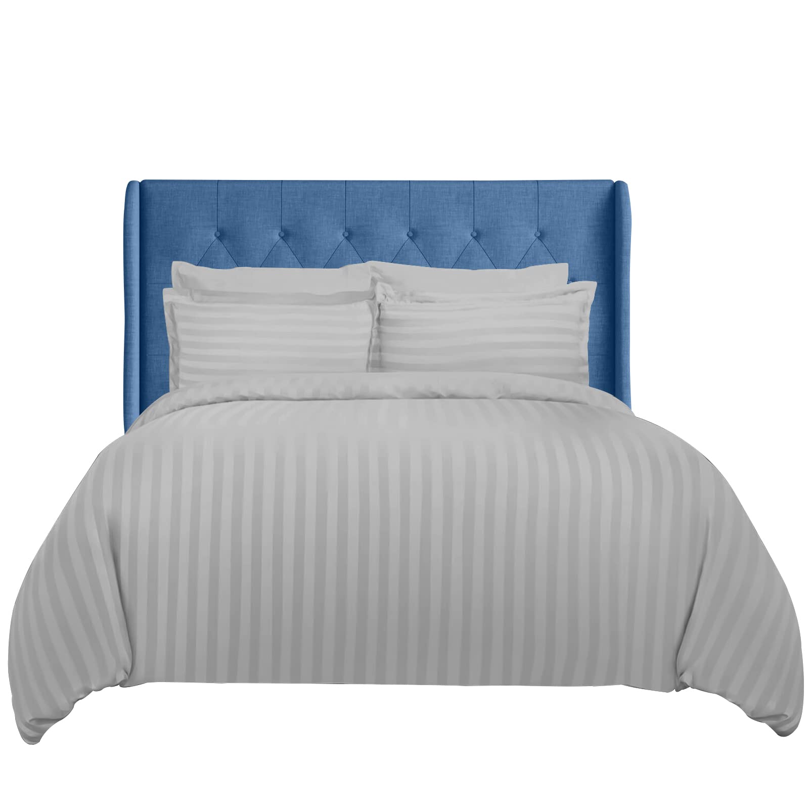 Sunshine Comforts Silver Super King Duvet Set - 3Pc Hypoallergenic Satin Stripes Microfiber Quilt Superking Duvets Set With Pillow Cases-Breathable & Anti Wrinkle Superking Duvet Cover Set (Silver)