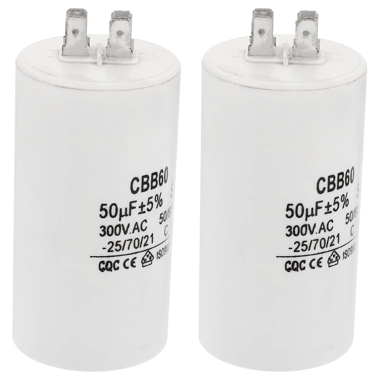 PATIKIL CBB60 50uF Running Capacitor,2Pcs AC 300V 4 pins 50/60Hz Cylinder 1.91 x 3.67inch for Water Pumps, Washing Machines Motor Start