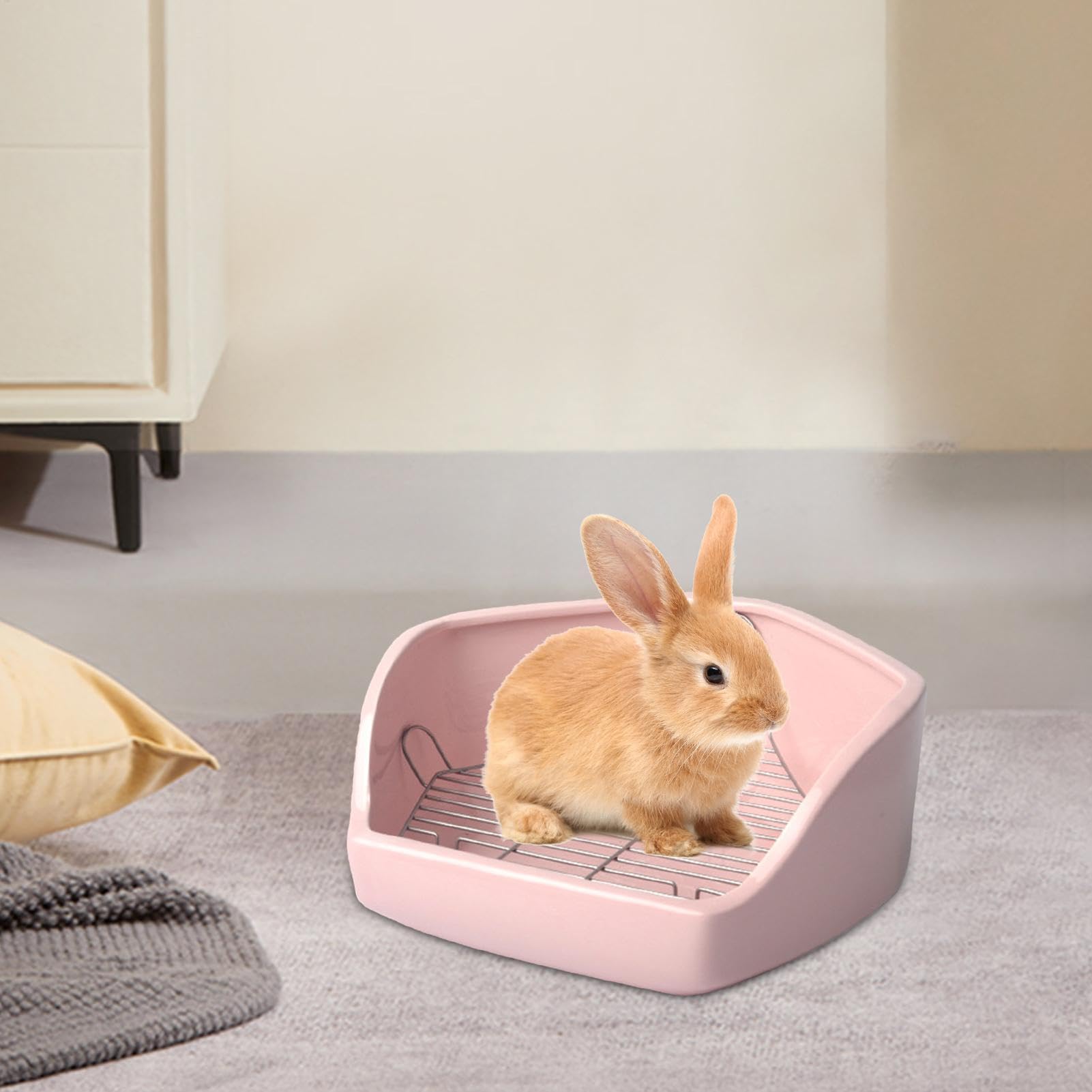 Kleintier-Klo – -Hasentoilette, Eckpfanne, kleine -Töpfchentrainer, Innen-Tierstreu, fünfeckige Form für Huhn, Ente