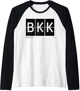 BKK Bangkok Thailand World Retro Traveler Airport Codes Raglan Baseball Tee