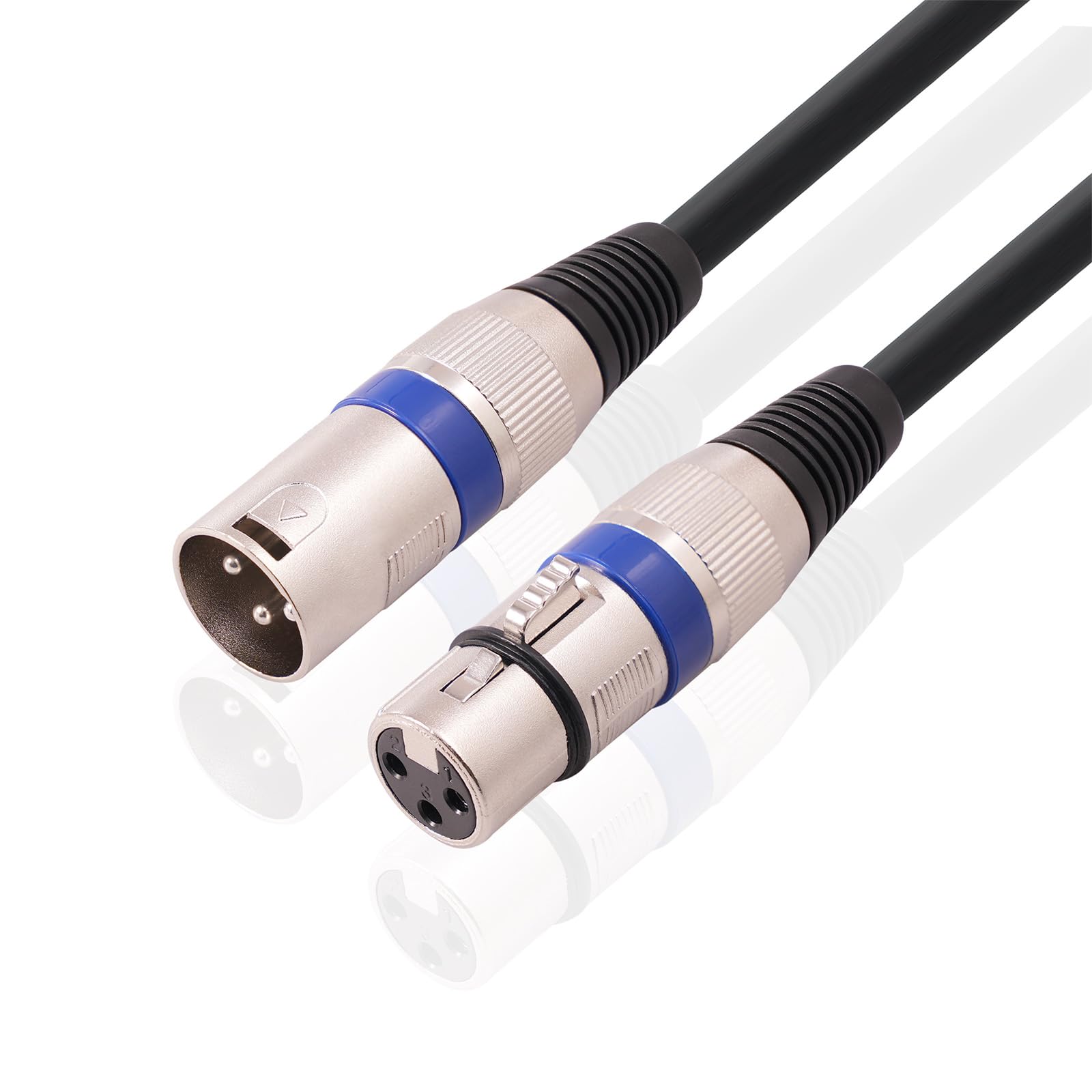 10pcs XLR Cable DMX 1.5M/5ft - Cable de Micrófono de 3 Pines Balanceado y Blindado para Luz de Escenario, Cabezal Móvil, Par, Mezclador