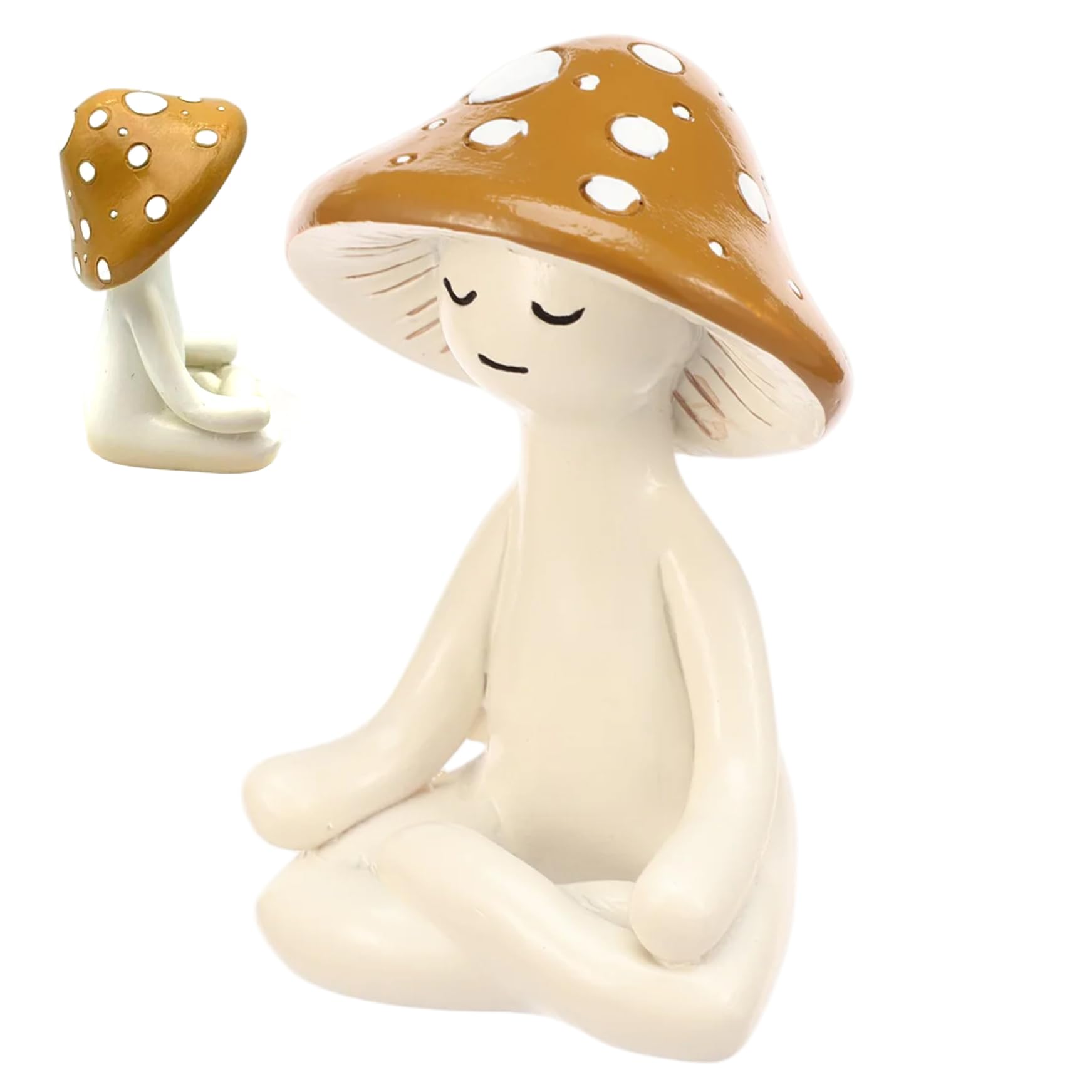 Takingup Mushroom Statue, Meditation Mushroom Figurines Statue Zen Resin Figurine for Desk & Home Decor, Calming Yoga Decor for Living Room, office, Or Garden