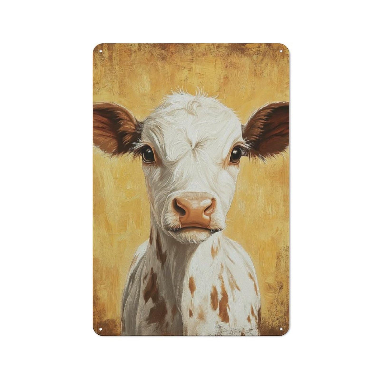 Junmoney Calf Portrait Metal Wall Sign 30X20cm Featuring For Home Bar Wall, For Themed Interiors In Home Bars And Entertaining Spaces