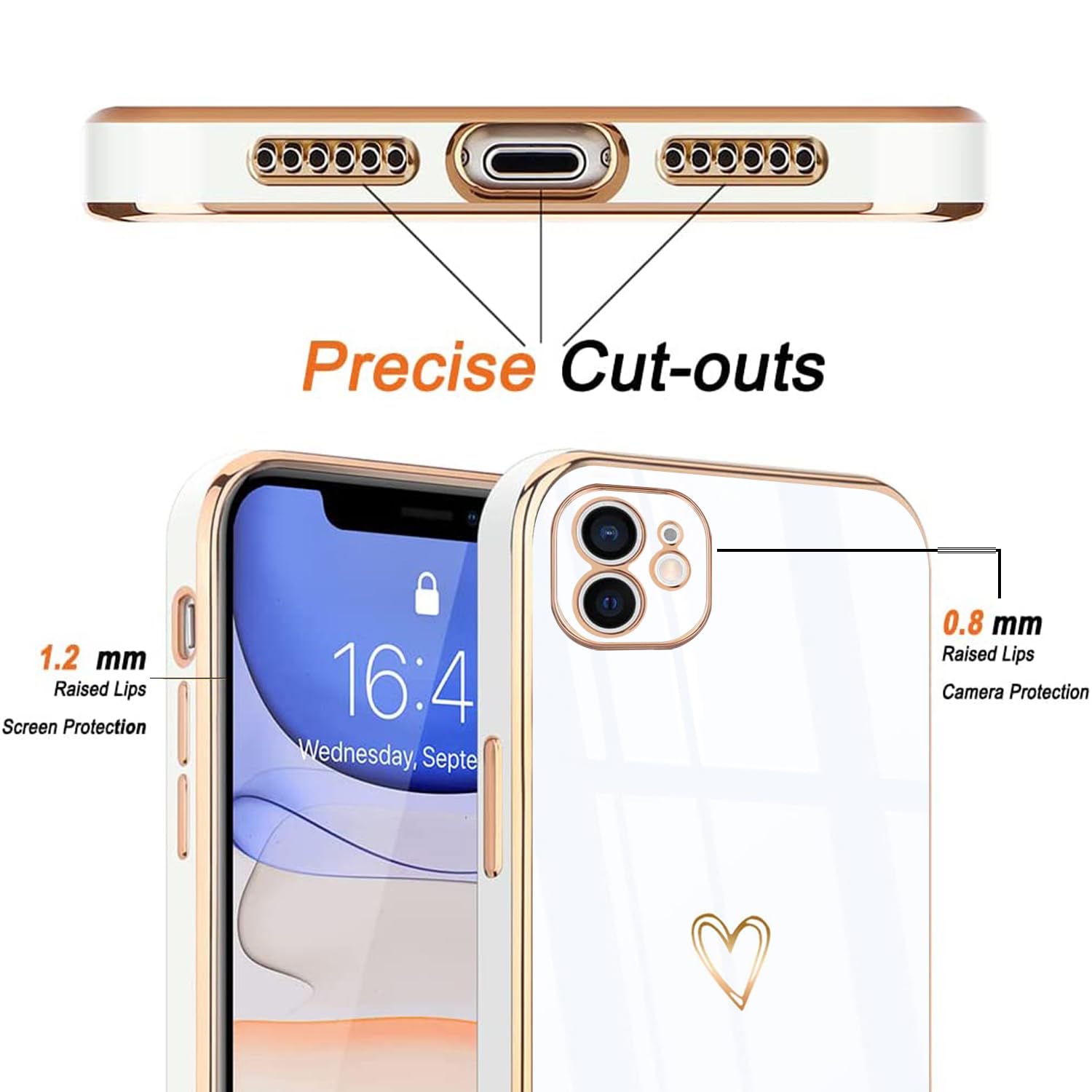 Jacyren Custodia per iPhone 11, in silicone trasparente, per iPhone 11, motivo a cuore d'amore, custodia protettiva per iPhone 11, ultra sottile, in TPU, antigraffio, antiurto