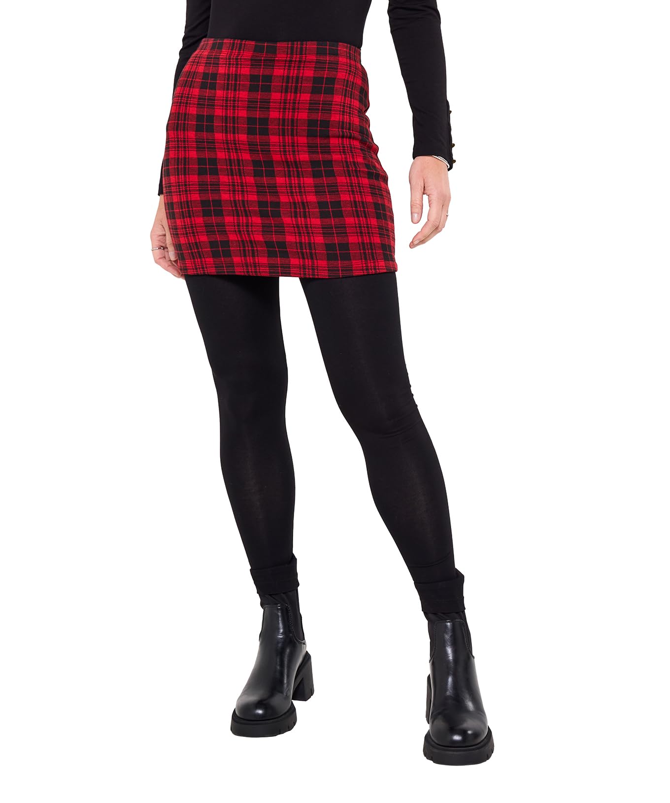 Joe Browns Women's Check Print Skirted Leggings Casual Pants, red, 6