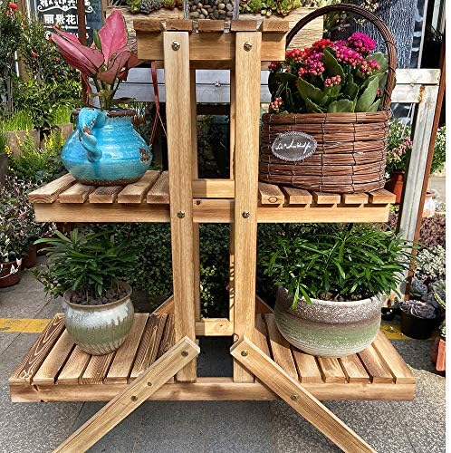 Simhoo Pine Wooden Plant Stand Multi Layer Flower Pot Shelf/Shelving Rack Indoor and Outdoor Plant Holder Display in Garden Balcon Patio or Livingroom
