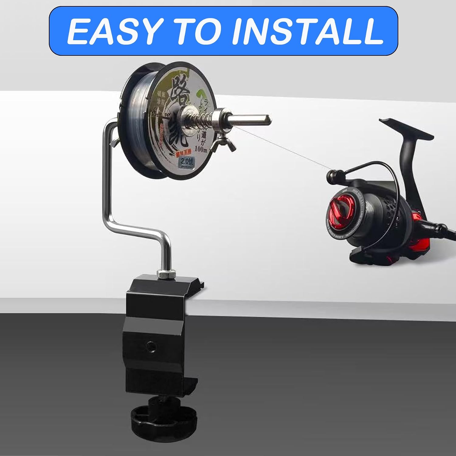 LINOCA Fishing Line Spooler Winder with Clamp Adjustable Stable Line Reel Spooler Machine Portable Spooling Station System Fishing Accessories Line Remover Tool image 3