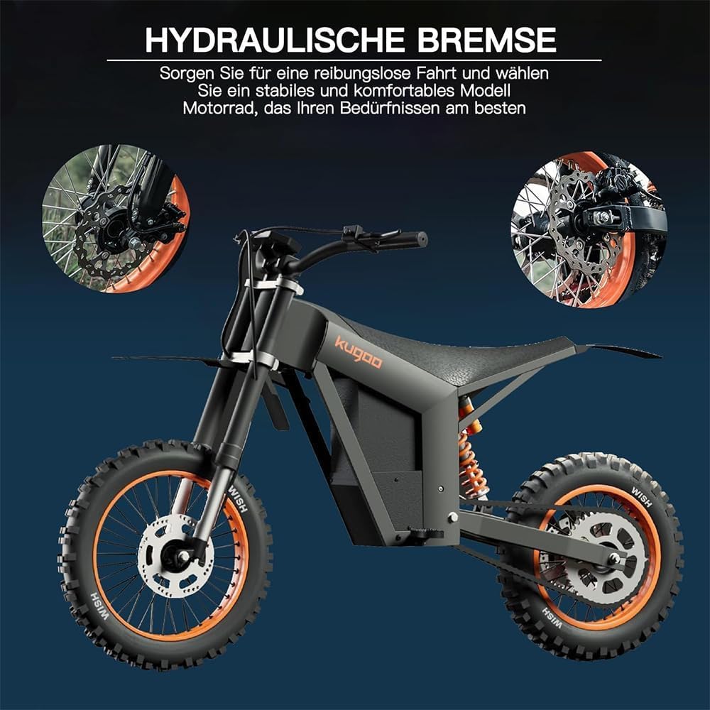 3000W Offroad E-Motorrad Erwachsene - 14 Zoll & 12 Zoll Fat Tire Dirt Bike, 48V21Ah Akku (65Nm) für Sand/Schnee/Berg, IPX6 wasserdicht,2 Jahre Garantie