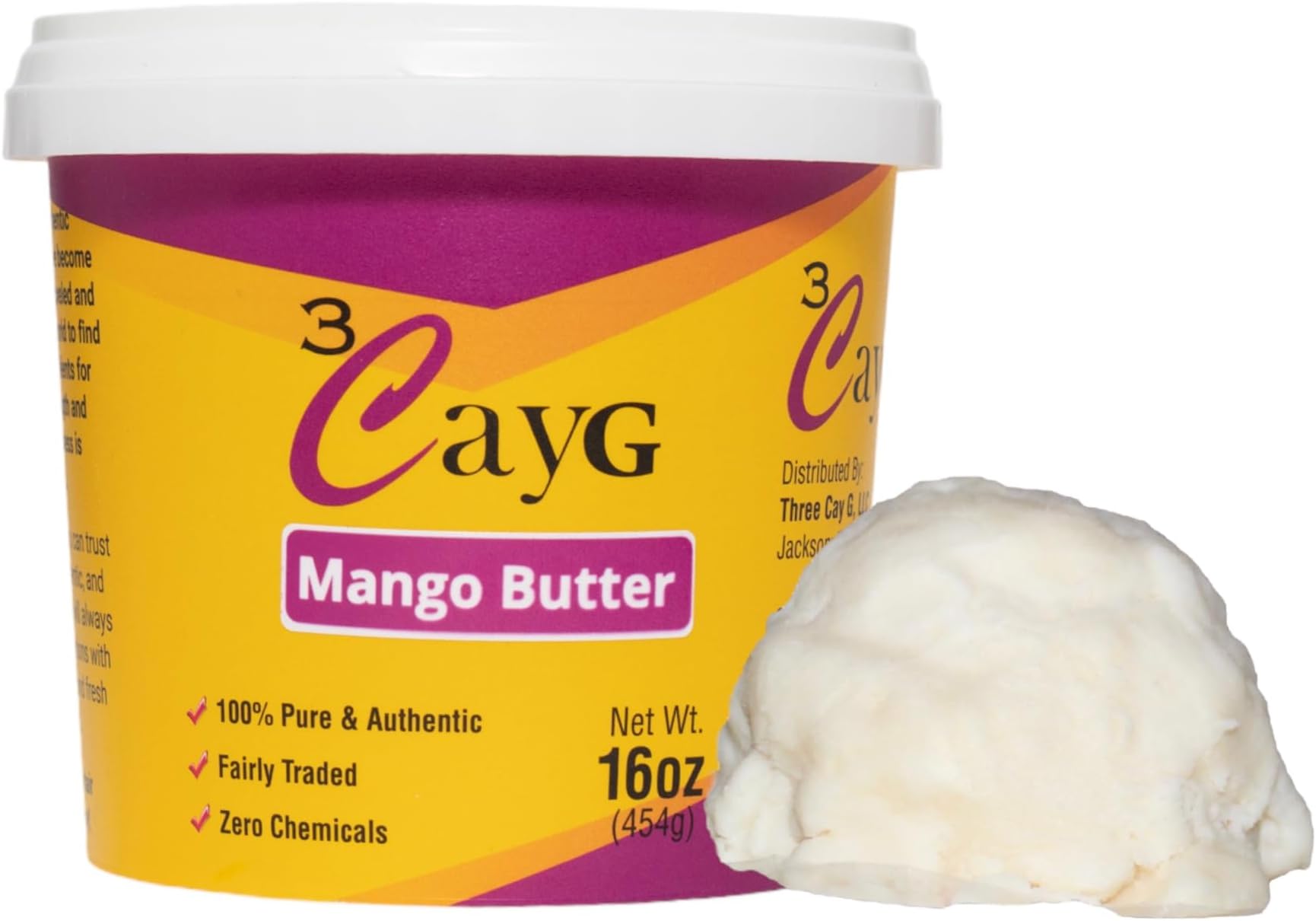 3CayG Direct Mango Butter All Natural 1LB Body Butter Lotion- Great for Soap Making-Naturally Refined