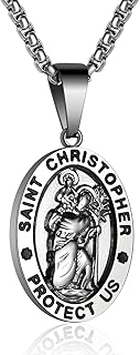 Sponsored Ad - P. BLAKE Saint Christopher/Michael/Joseph/Jesus Necklace for Men Women Stainless Steel Patron Pendant Chain...