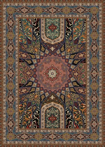 Image of ishro home 5x7 Feet 3D Jet Multi Printed Carpet Rug Runner and Carpets for Bedroom /Living Area /Home with Anti Slip Backing (Panel Harmony, 5x7 fts)