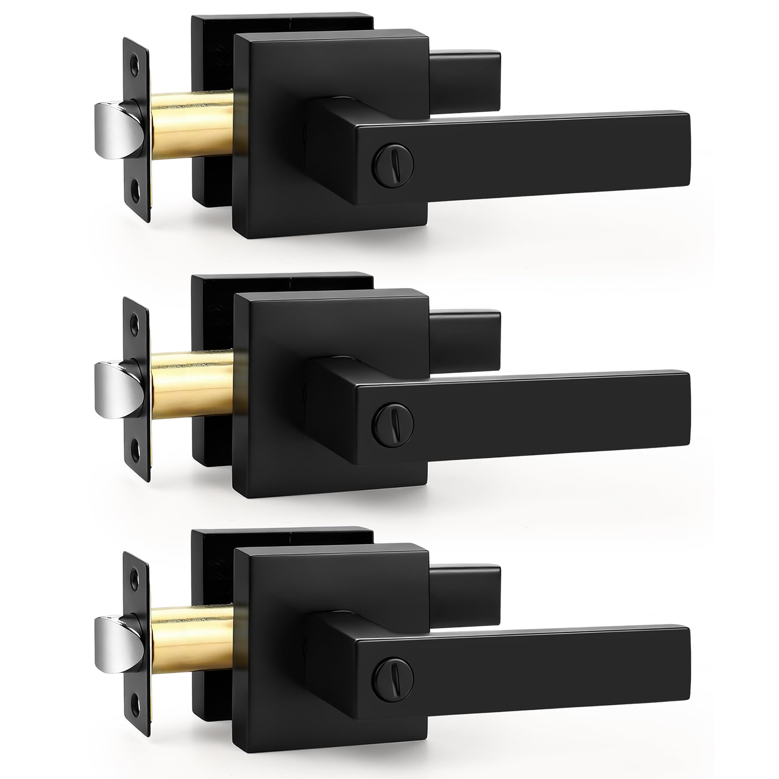 Probrico Matte Black Square French Doors Half-Dummy Handles, Heavy Duty Closet Balcony Pantry Hardware, Non-Turning Stainless Steel Single Dummy Levers(Exposed Screws, 4 Pack) — Amazon image 12