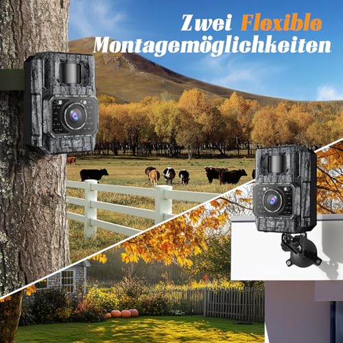 MAXDONE Wildkamera mit Handyübertragung APP - Wildtierkamera 4K 64MP HD mit WLAN Bluetooth Bewegungsmelder Nachtsicht, Wildkamera mit 6000mAh Akku, 0,1s Auslösezeit, 32GB Speicherkarte IP66