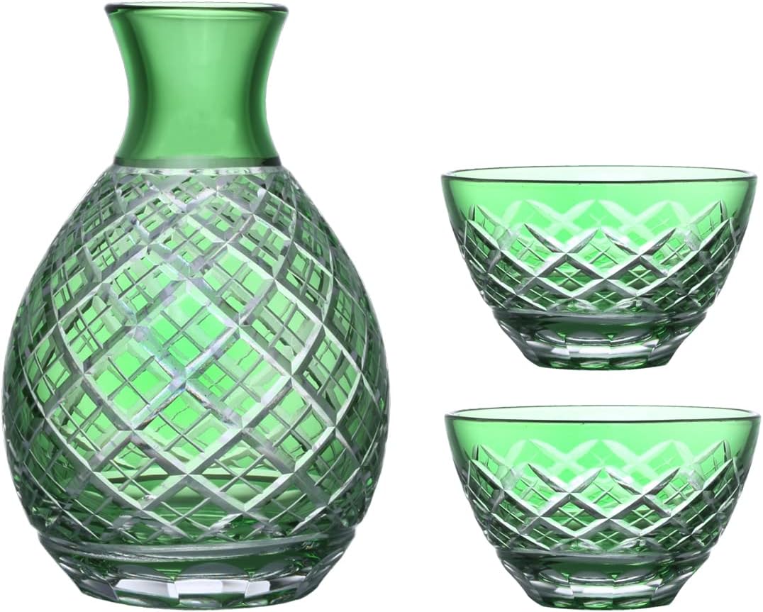 緑色切子　ガラス彫刻　花瓶　切子 楽天市場】【ふるさと納税】＜選べる＞ 島津薩摩切子 舞姫 ルリ金赤