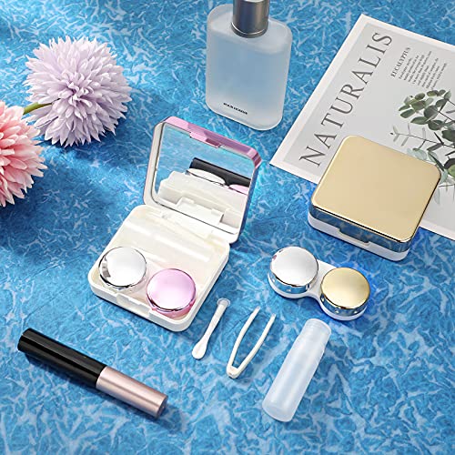 2 Pièces Mini Étui de Lentilles de Contact de Voyage avec Miroir Conteneur de Lentilles de Contact Portable Kit de Voyage Étui à Lentilles de Contact Simple avec Capuchons L et R Rose et Or - Image 5