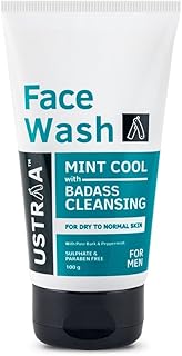 Ustraa Lavado facial para piel seca, menta fr...