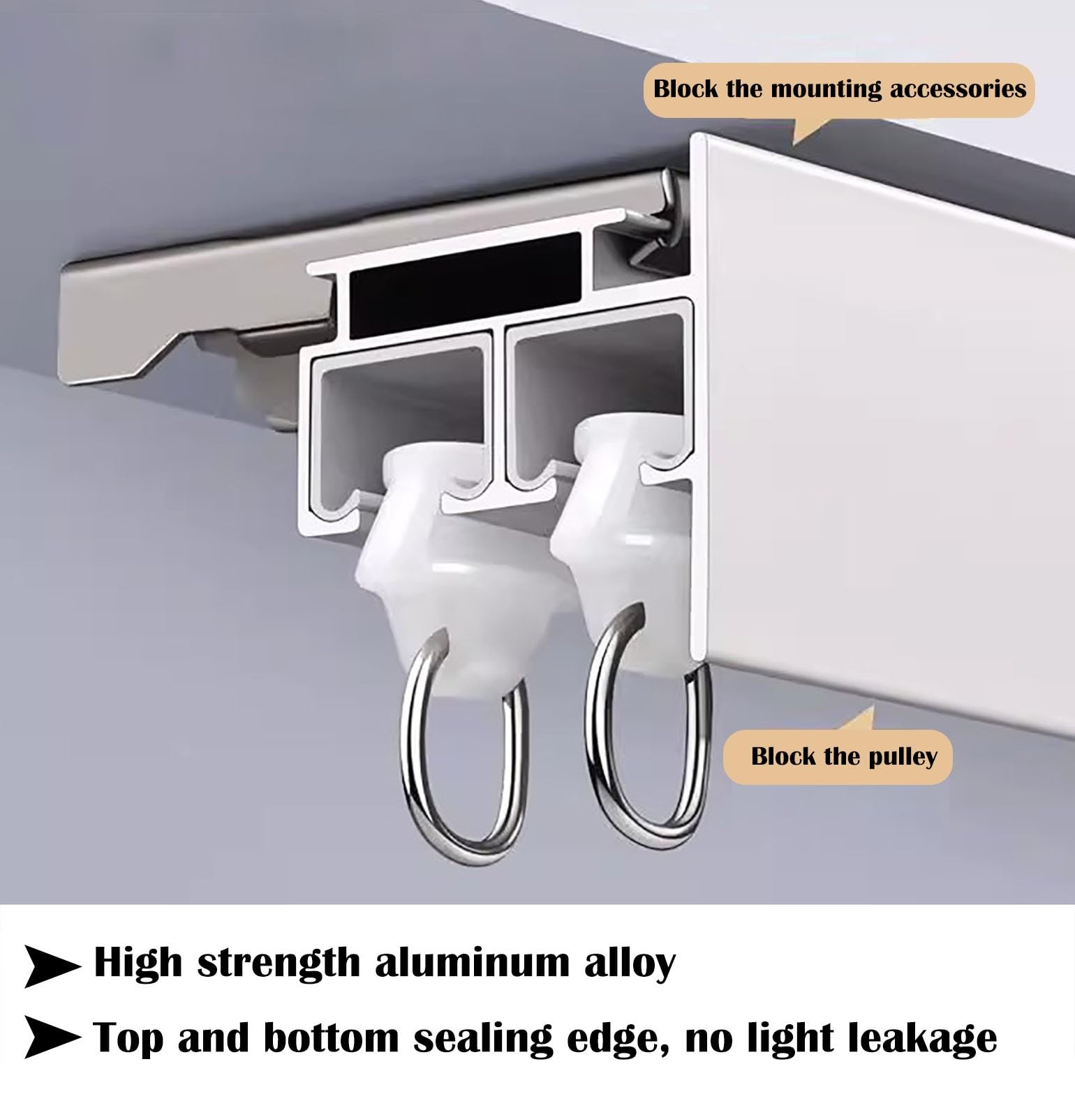 Riel Doble de Aluminio para Cortinas de una Capa, Montaje en Pared/Techo con Panel Opaco, Ideal para cenadores, caravanas y Balcones - Sistema de riel para Cortinas versá