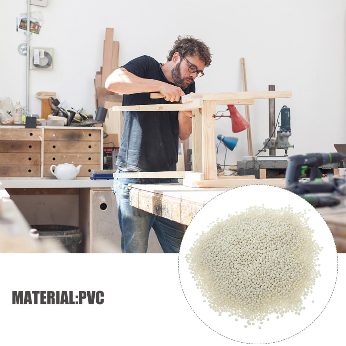 Gránulos de Pegamento Termofusible de Alta Temperatura para Muebles y Puertas, Adhesivo Pvc Blanco de 1 Kg Acabado sin Costuras para Carpintería y Manualidades