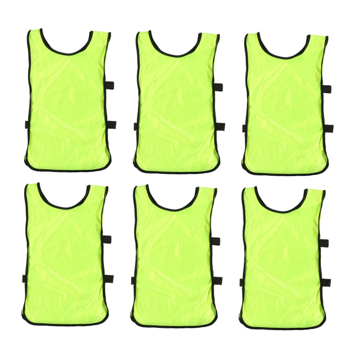 HANABASS 6 Pack Fluorescent Kids Football Vest Team Pinnies Breathable Practice Vest Youth Training Waistcoat Durable Soccer