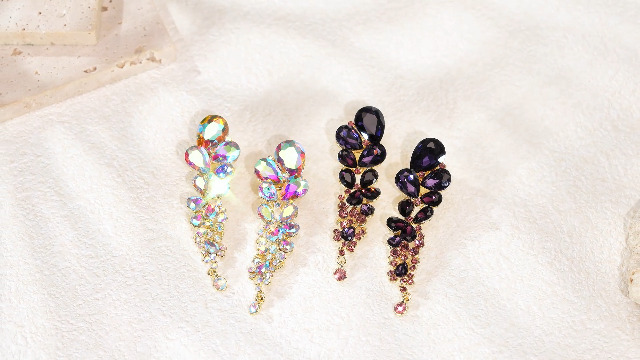 Aretes colgantes de cristal para mujer miniatura 7