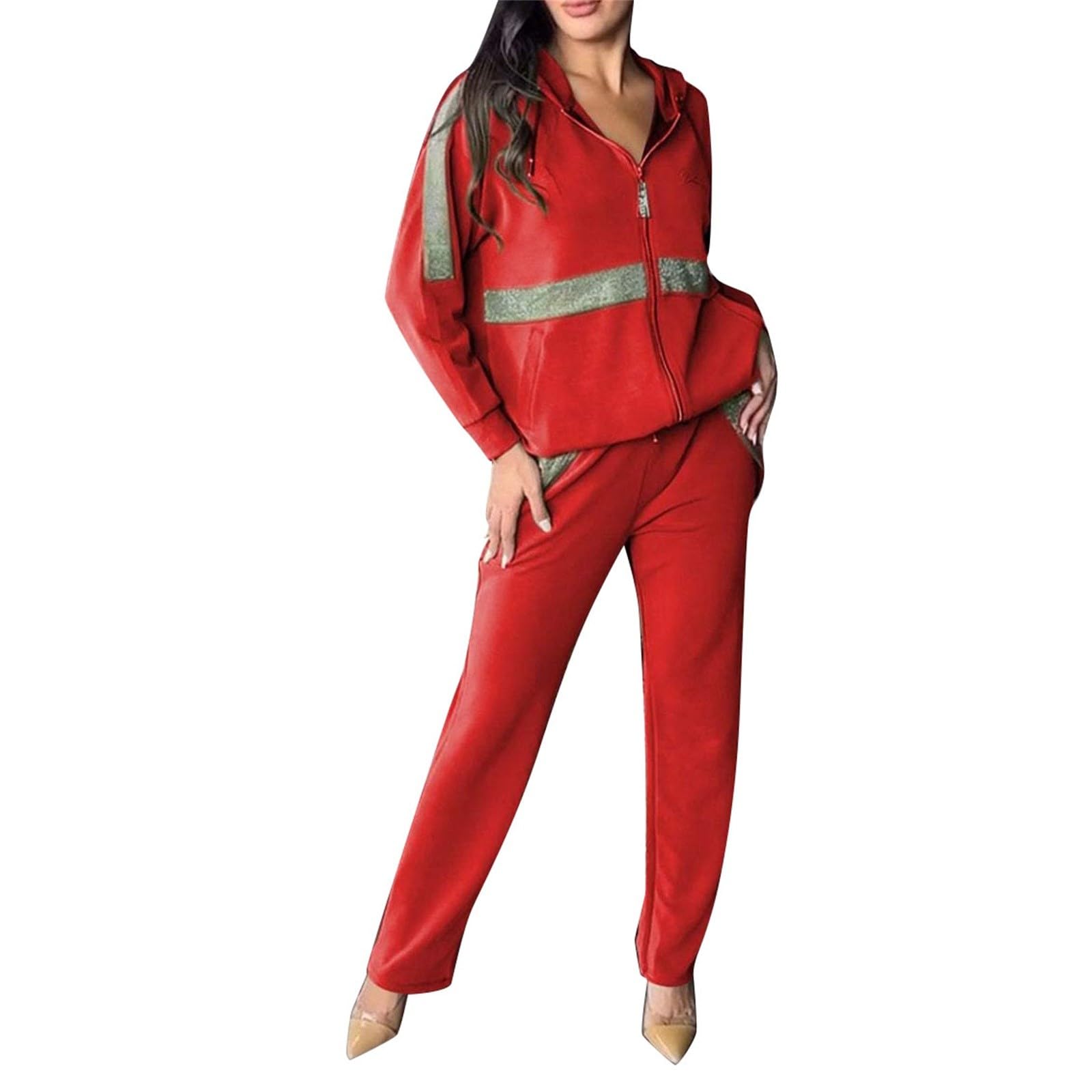 Traje de chándal de dos piezas para mujer, conjunto deportivo de 2 piezas, sudadera informal de manga larga y pantalones de jogging, entrenamiento y lounge, secado rápido, ropa deportiva para correr