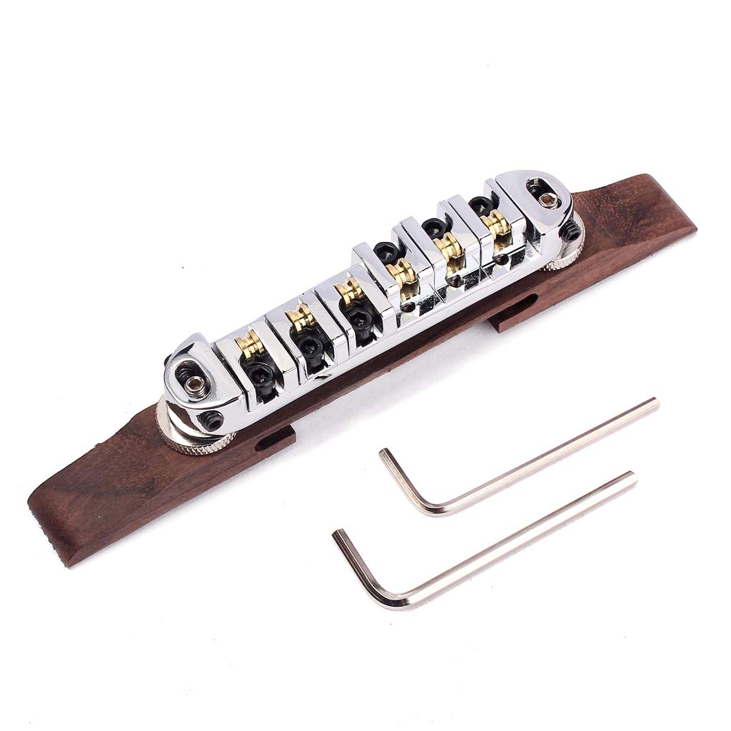 Alnicov Chromowane siodełka rolkowe Rosewood Bridge zestaw do gitary jazzowej