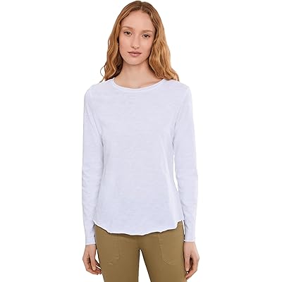Elliott Lauren Garment Dye Tees - Long Sleeve Tee With Raw Edges white