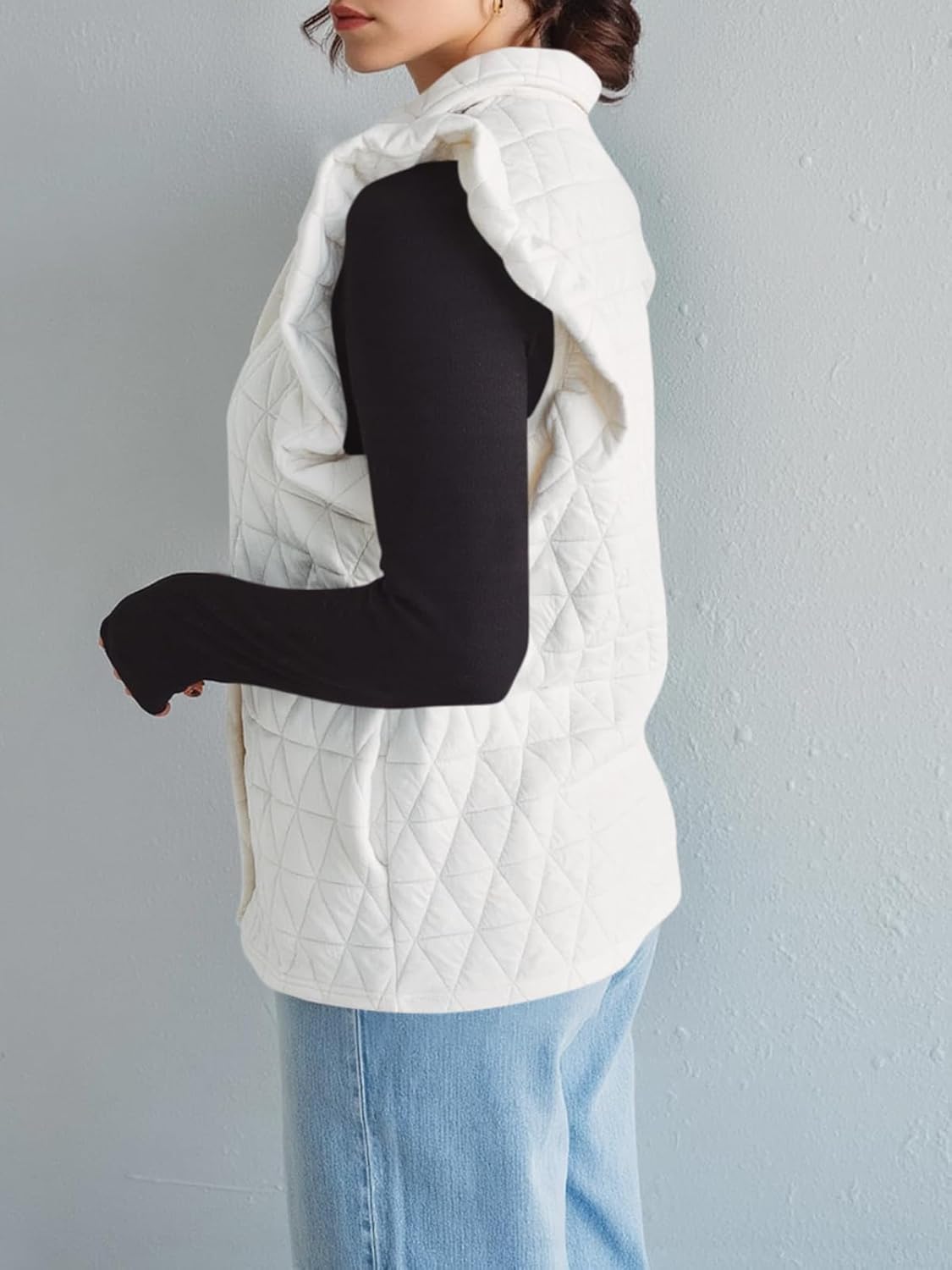 Cicy Bell Women Ruffles Puffer Vest Sleeveless Button Down Padded Jacket Gilet Trendy Spring Outerwear - Image 3