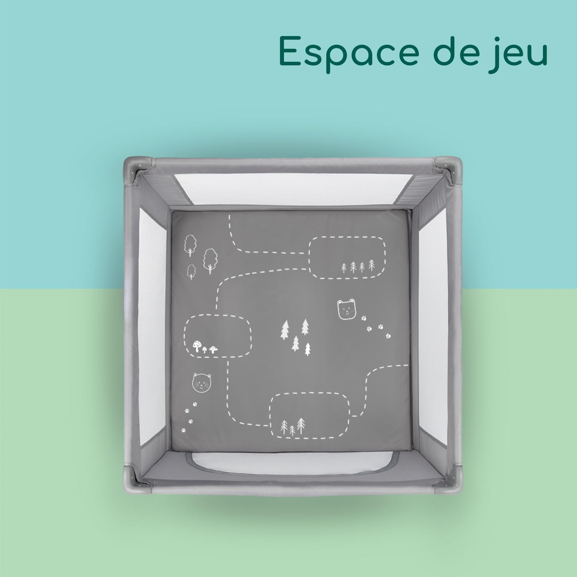 Bebeconfort Adonis, lit parapluie et parc bébé 2-en-1, 0-3 ans (15 kg), lit bébé pliable compact, fenêtre d’entrée latérale, grand matelas rembourré, facile à plier, design stable, Mineral Grey