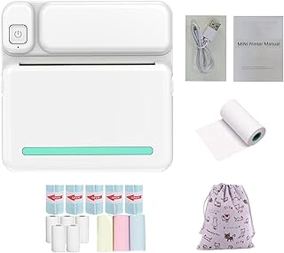 Mini Pocket Sticker Printer Bluetooth Wireless Instant Photo Printer Small Thermal Pocket Sticker Printer Compatible with iOS/Android for Memo Study Notes DIY,A,Green