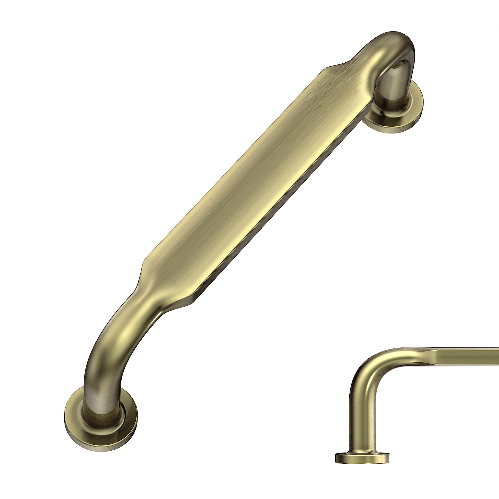 Amerdeco 10 Pack Brushed Antique Brass Cabinet Pulls 3-3/4 Inch(96mm) Hole Centers Kitchen Cabinet Handles Solid Zinc Alloy Cabinet Hardware Drawer Pulls AM017