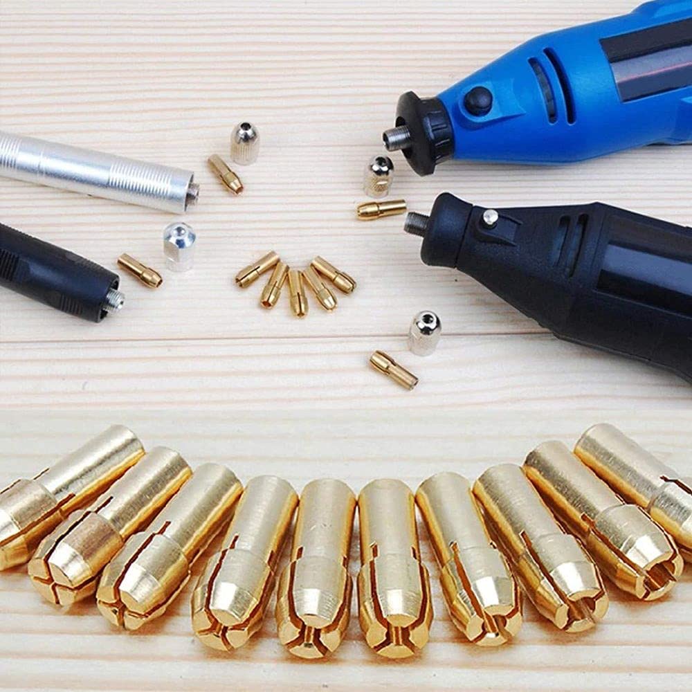 Diy Crafts 11069 6954 Brass Drill Chuck Collet Bits 0.5-32mm 4.3mm Shank for Rotary Machine, Multicolor, 10 Piece 2